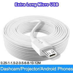 Cavo Micro USB Max 12M Android per Samsung Galaxy S6 + cavi telefonici Monitor per fotocamera registratore MP3 cavo di prolunga per la ricarica del proiettore