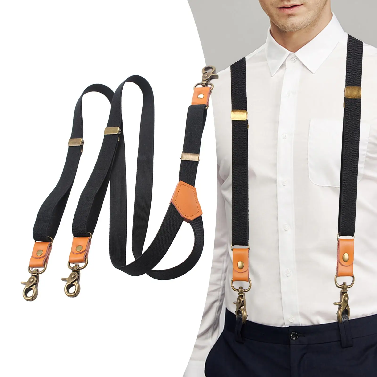 

Suspenders for Men, Braces Elastic Hooks, Adjustable Y Shaped Heavy Duty, Casual Belt Loops Mens Womens for Work