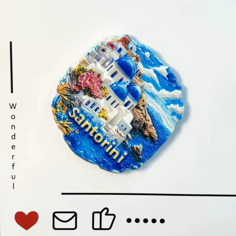 Greece, Santorini, Aegean Sea, travel souvenirs, high-value decorations, 3D magnets, refrigerator stickers as souvenirs