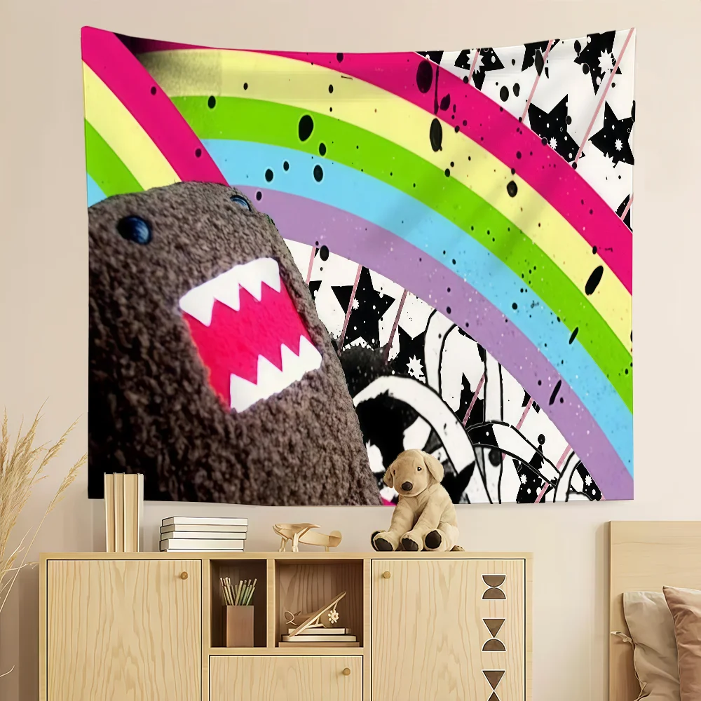 Cartoon Cool D-Domo Kun Cute flag Room Decoration Wall Tapestry Hanging Aesthetic Bedrooms Advertising Banner