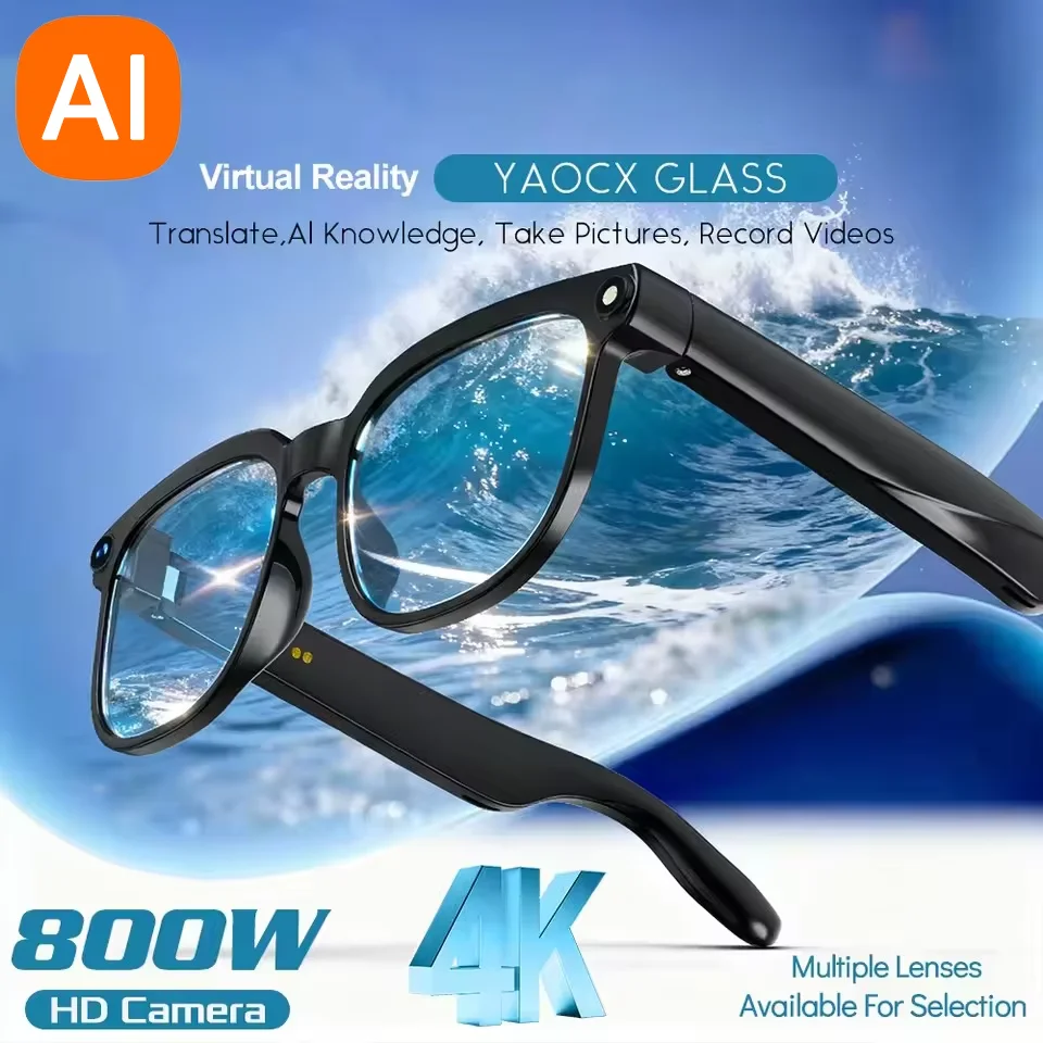 Lunettes Intelligentes Xiaomi 4K HD AI avec Lentilles Photochromiques, Caméra, Appel Bluetooth, Lecteur, Assistant Vocal et Traduction Vidéo