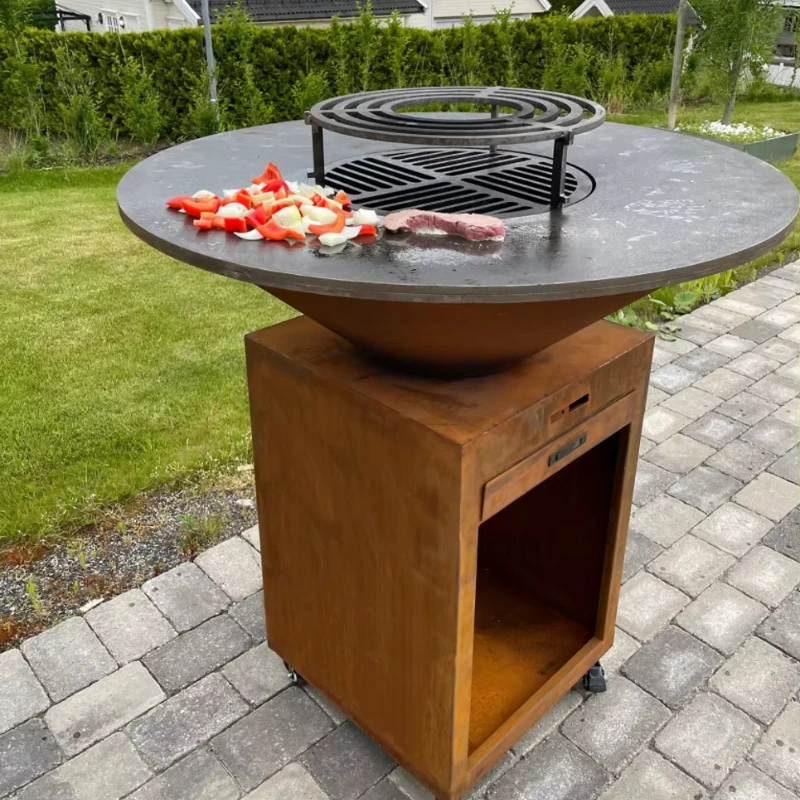 

Corten Steel Fire Pit Charcoal Fire Grills for Outdoor Cooking
