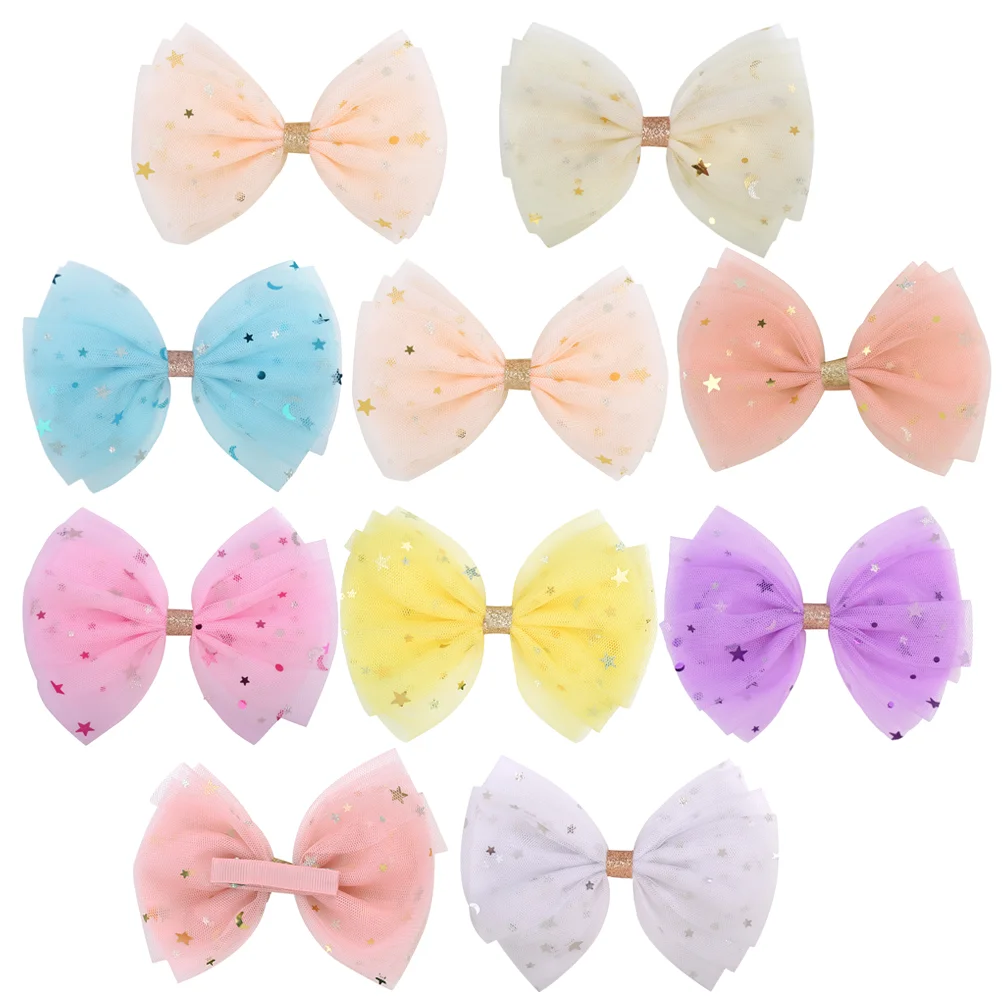 

12 Pcs Children's Sequin Hair Clip Cute Bow Bows for Girls Baby Little Charming Clips Toddler Mesh