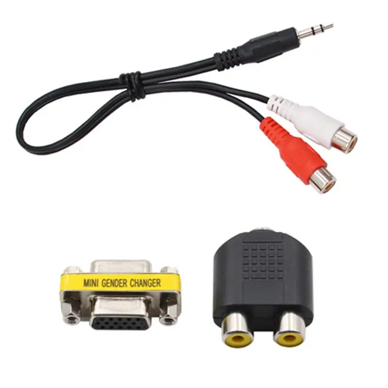【a89z】-cabo-vga-para-dreamcast-alta-definicao-adaptador-de-35mm-para-2-conectores-masculinos