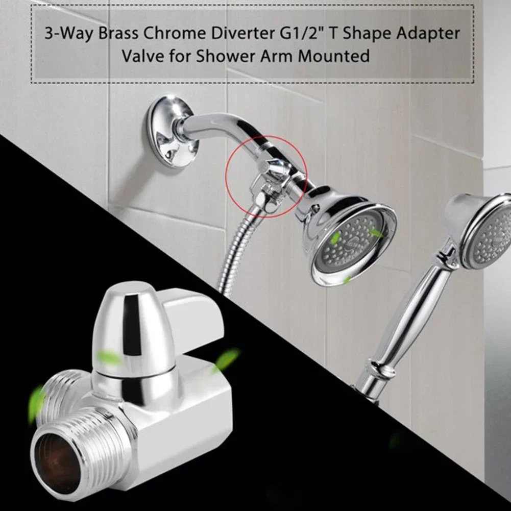 1 X Diverter Valve T Shape Three Way Wall-Mount Brass G1/2 Inch Plating Home Shower Faucets High-Quality Materials