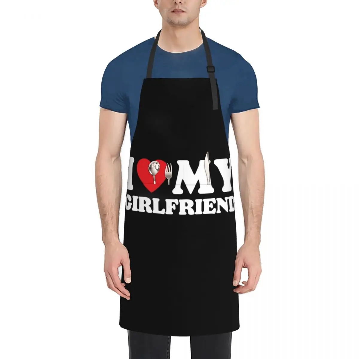 

I Love My Girlfriend Apron for women with pocket Chef Uniform Kitchen accessories Apron