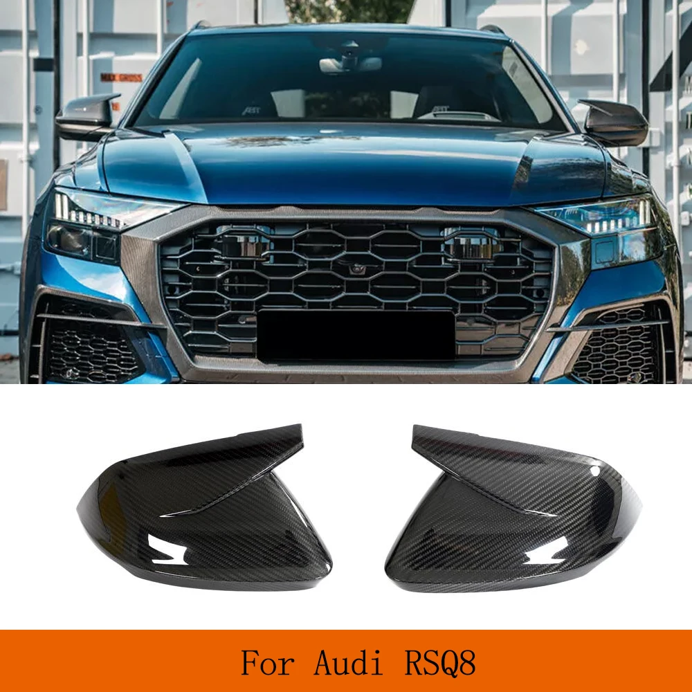 DRY Carbon Mirror Cover Caps For Lamborghini Urus Audi Q8 SQ8 RSQ8 2020-2023 Add ON Real Carbon Side Mirror Shell No Lane Assist