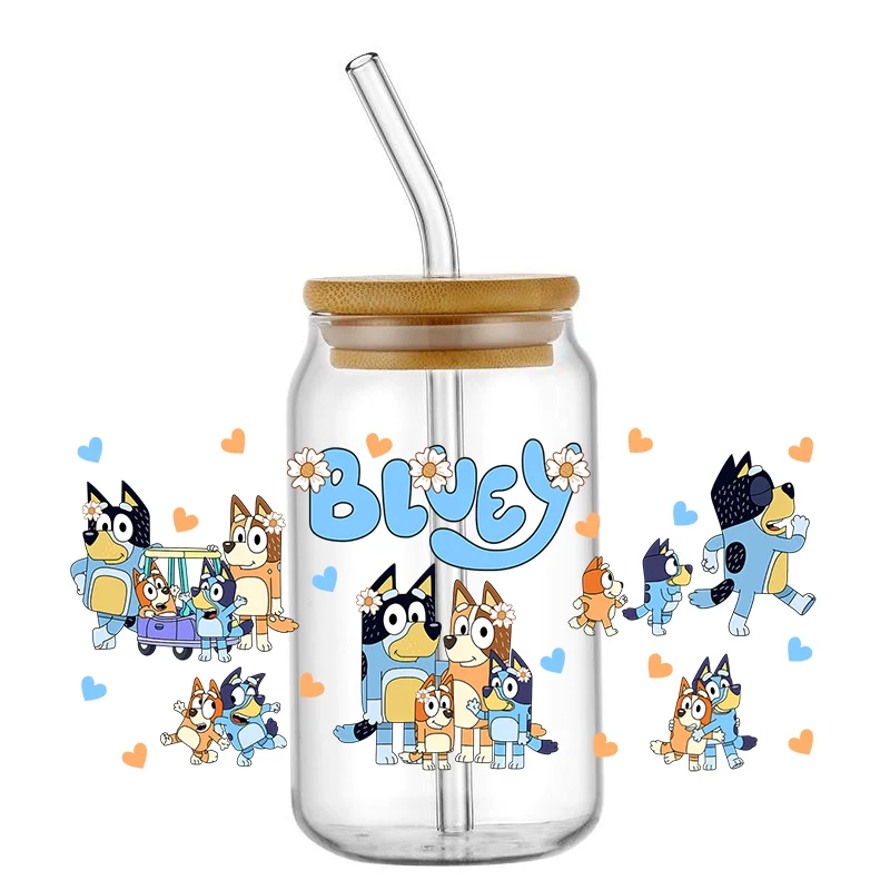 Uv Dtf Cup Wrap Transfers 16Oz Cartoon Hondensticker Stickers Uv Dtf Cup Wraps Transfers Voor Glazen Bekers