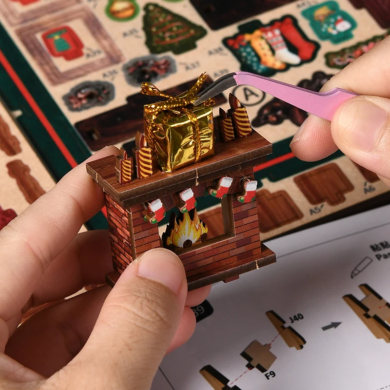 NUOVO libro fai da te Nook kit modello in miniatura in legno negozio di Natale fermalibri puzzle 3D con libreria leggera per regali di compleanno di amici