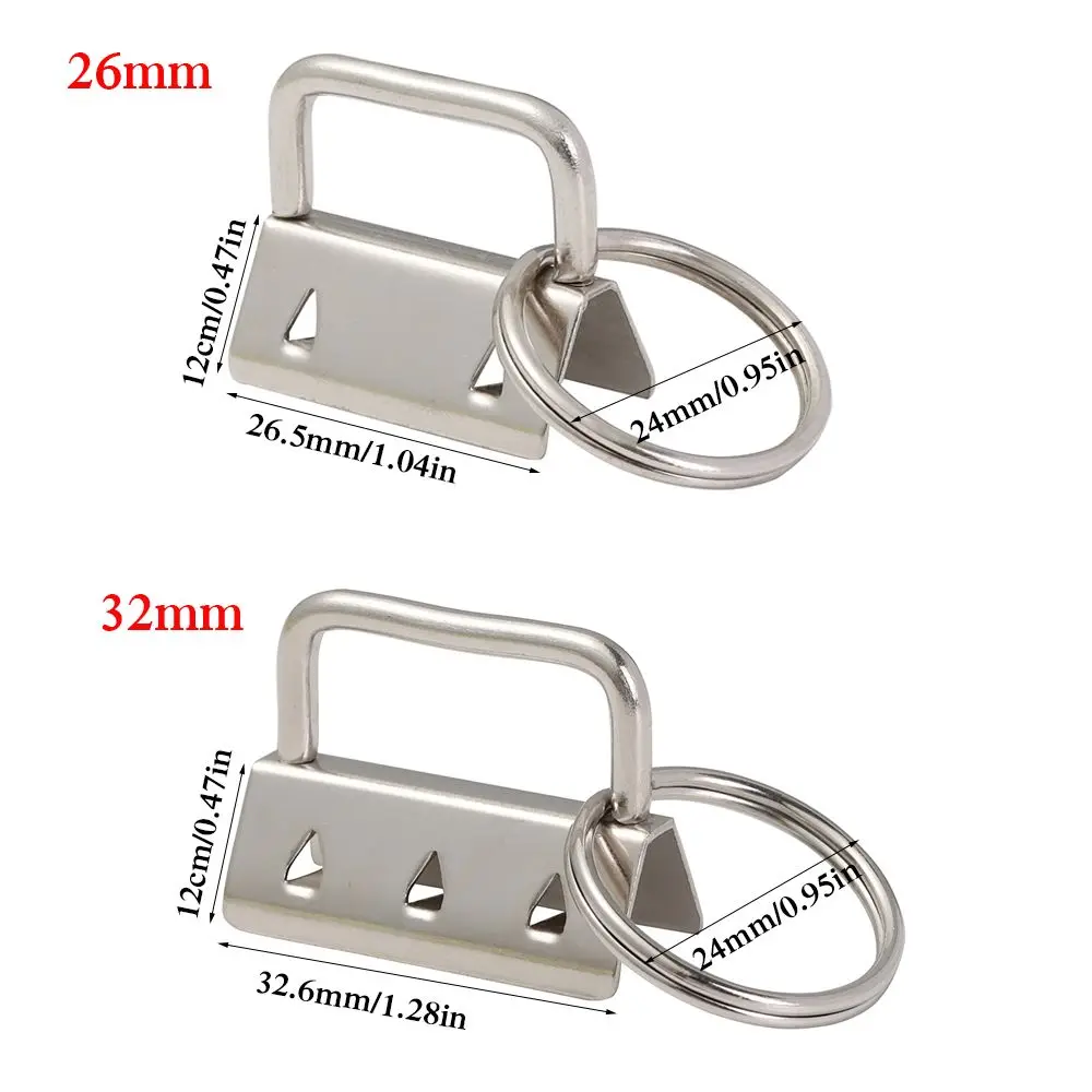 5Pcs 26/32mm Key Fob Hardware with Key Rings for Bag Wristlets with Fabric Ribbon Webbing Embossed