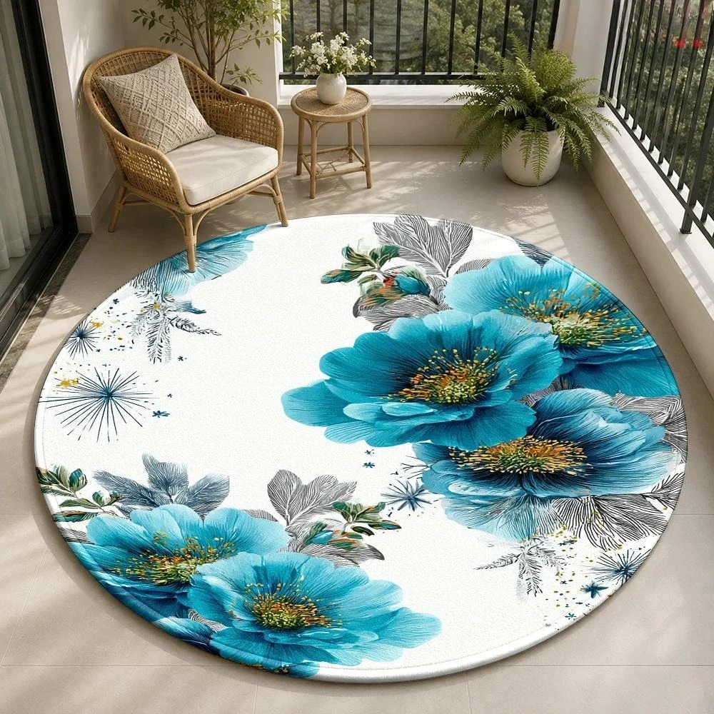 Vivid Shiny Red Apple Circular Area Rug 2D Optical Illusion Fruit Round Mat Fun Creative Decor Rug for Children Indoor Space