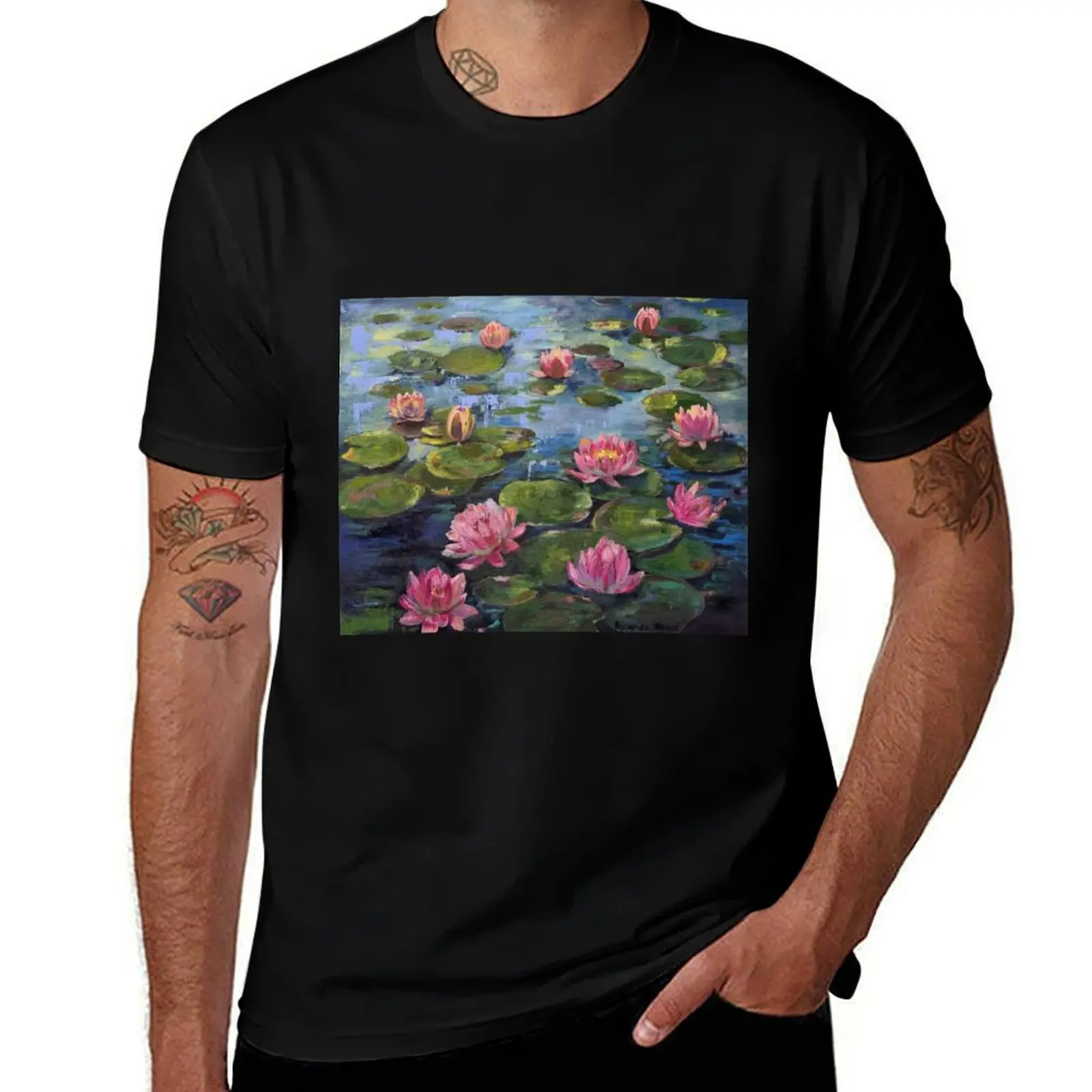 Water lilies T-Shirt Basic Regular Fit Casual T-Shirt