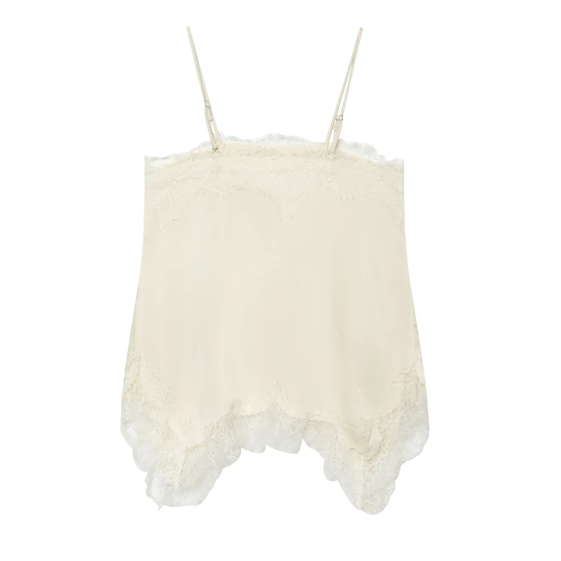 MUJER Plissiertes Spitzen-Camisole-Top für Damen Sommer 2026 – Sexy rückenfreies Top mit Trägern im Street-Style für den Abgang ins Ausgehen – Detail 9