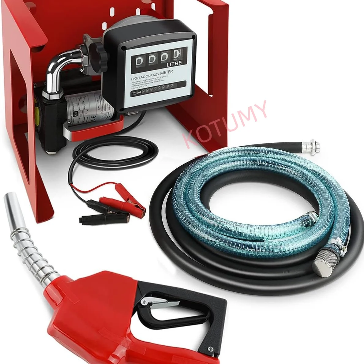 12V/24V/220V Electric Diesel Transfer Pump with Flow Meter, High Flow Self-Priming Fuel Dispenser Assembly