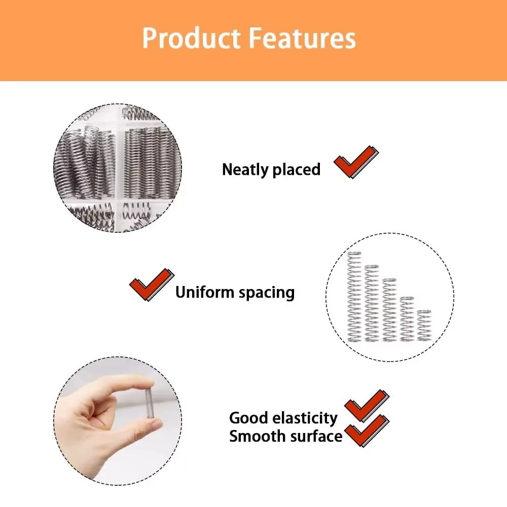 300PCS/box Tension Spring Compression Spring Assortment Kit with 23 Sizes 304 Stainless Steel Small Springs DIY Tools Hardware