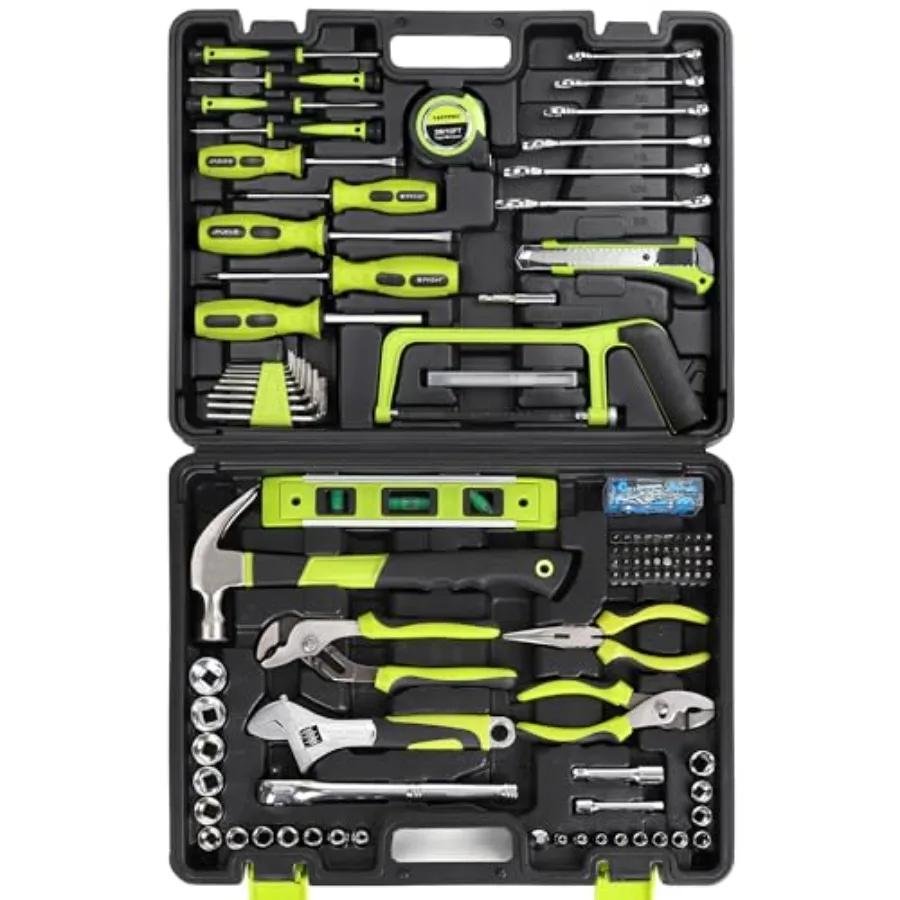 

198-Piece Household Tool Set Home Repairing Tool Set with Toolbox SAE Mechanics Hand Tool Kit for DIY Home Maintenance