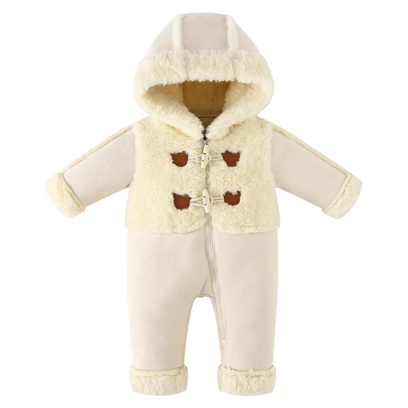 Newborn Baby Jumpsuit Autumn Winter Baby Romper Hooded Thicken Boys Snowsuit Warm Girls Coat Kids Clothing 0-24 Months
