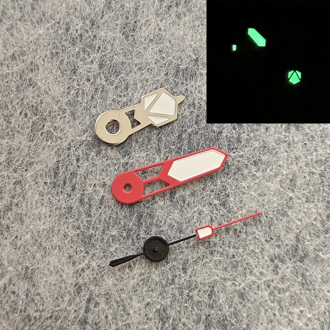 New Watch Hands Red Silver Needle Green Luminous Watch Modification Accessories for Japan NH35 / NH34/ NH36/4R/7S/ NH70 Movement