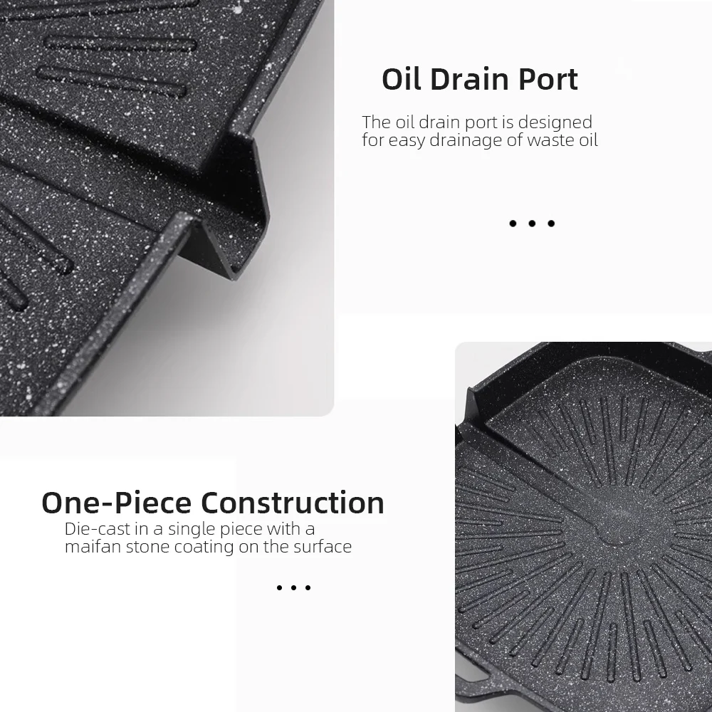 KOSUN غير عصا الشواء عموم الحجر المغلفة يلقي الألومنيوم الكورية شواء عموم جبان وعاء مع صب الفم للغاز وموقد التعريفي #6