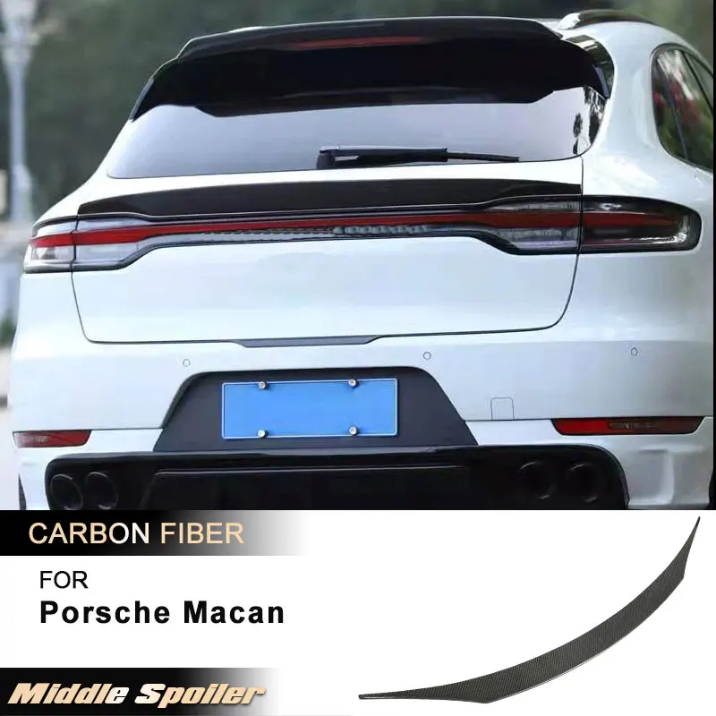 Car Rear Trunk Spoiler Wings for Porsche Macan Sport Utility 4-Door 2022 2023 Rear Middle Spoiler Wing Lip Real Carbon Fiber