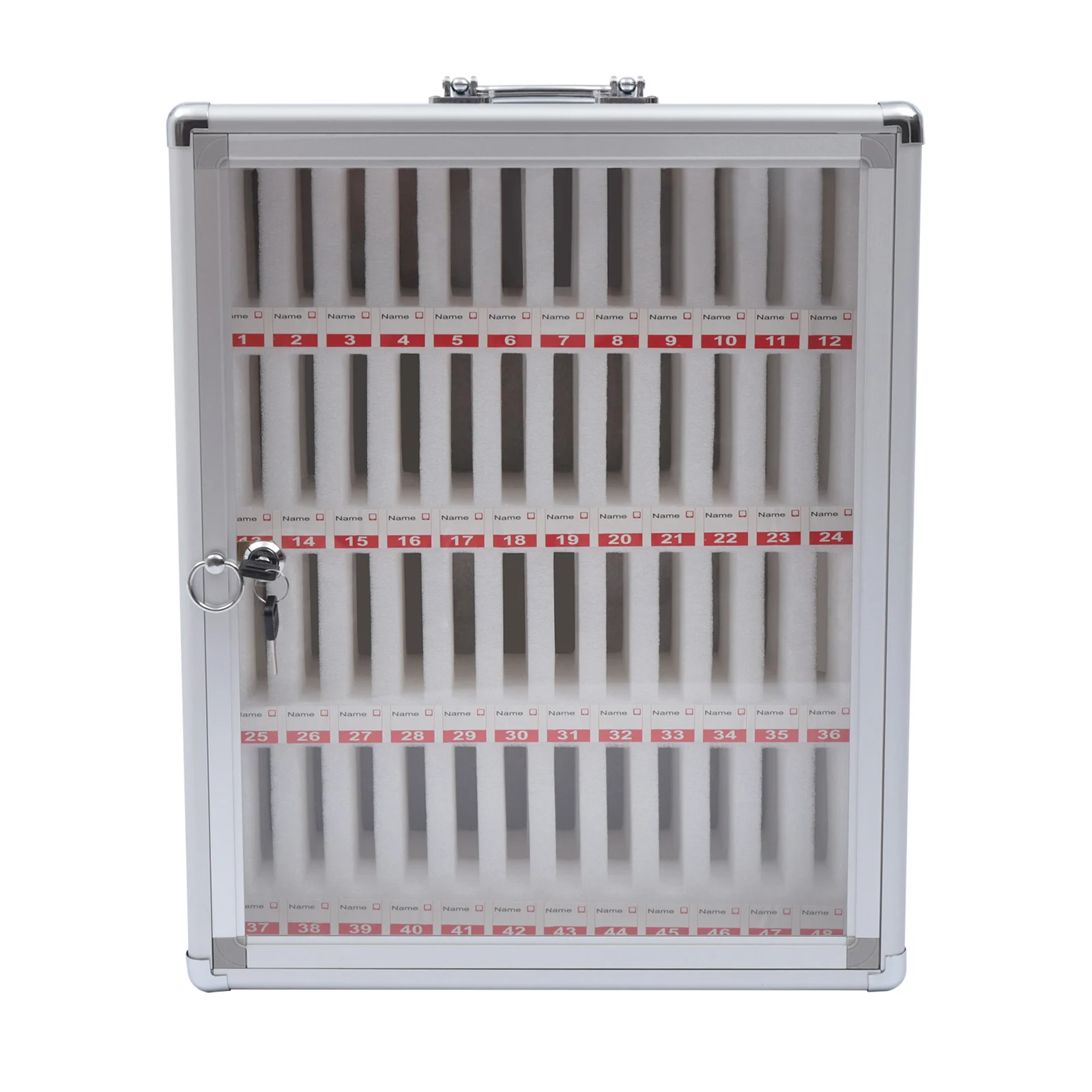 

Durable Aluminum Alloy Phone Storage Cabinet, 48 Phone Capacity, Transparent Acrylic, Secure Lock, Wall-Mountable Design