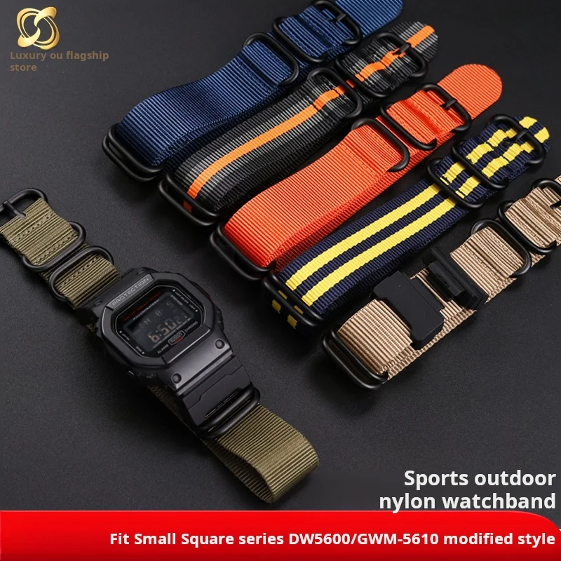 For Casio GSHOCK DW5600 gw-b5600 gmw5610 GM-5600 nylon Canvas watch strap Ring buckle Stripe Rainbow sport watchband accessories