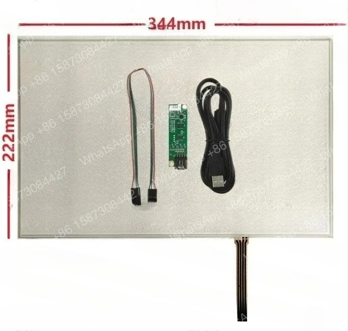 154inch-4-wire-344-222mm-resistive-touch-soft-screen-film-to-film-with-usb-controller-kit-for-pos-machine-computer