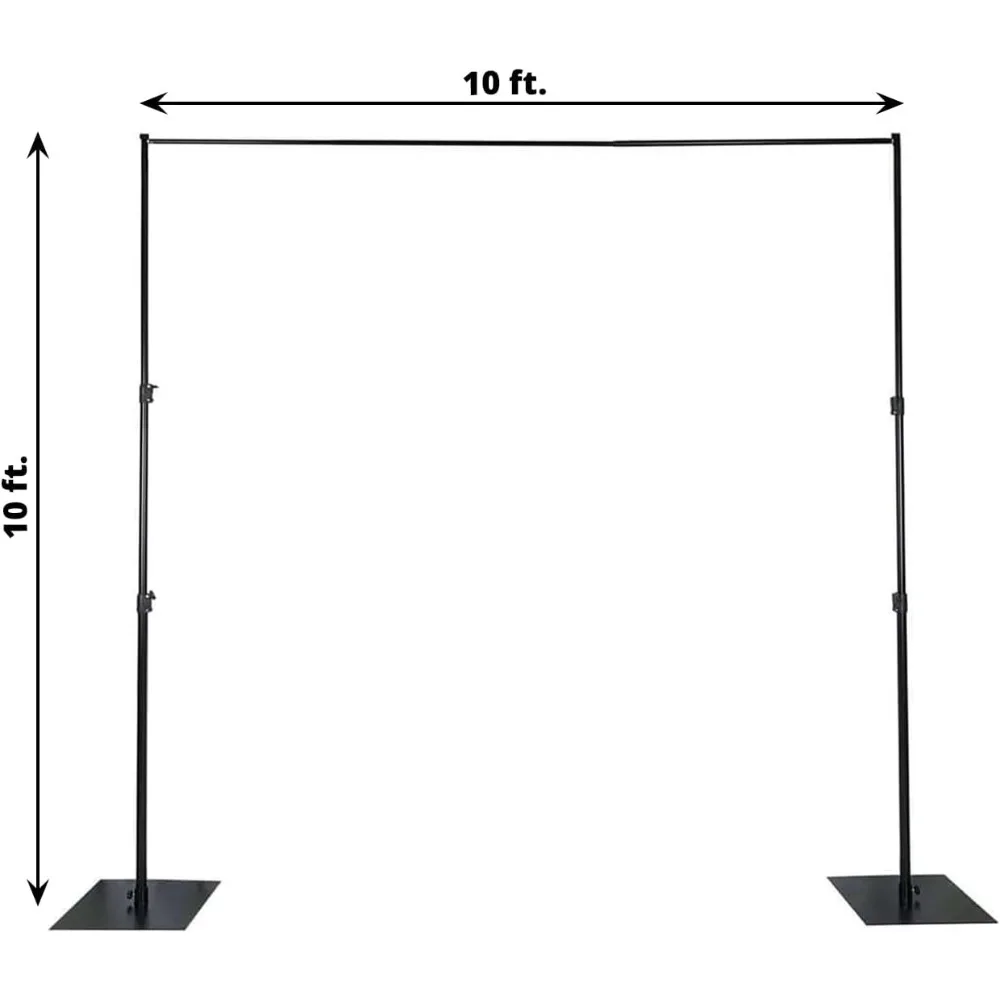 10フィート x 10フィートの頑丈なパイプとドレープキット、結婚式、パーティー、イベント用の金属製スチールベース付き背景サポート