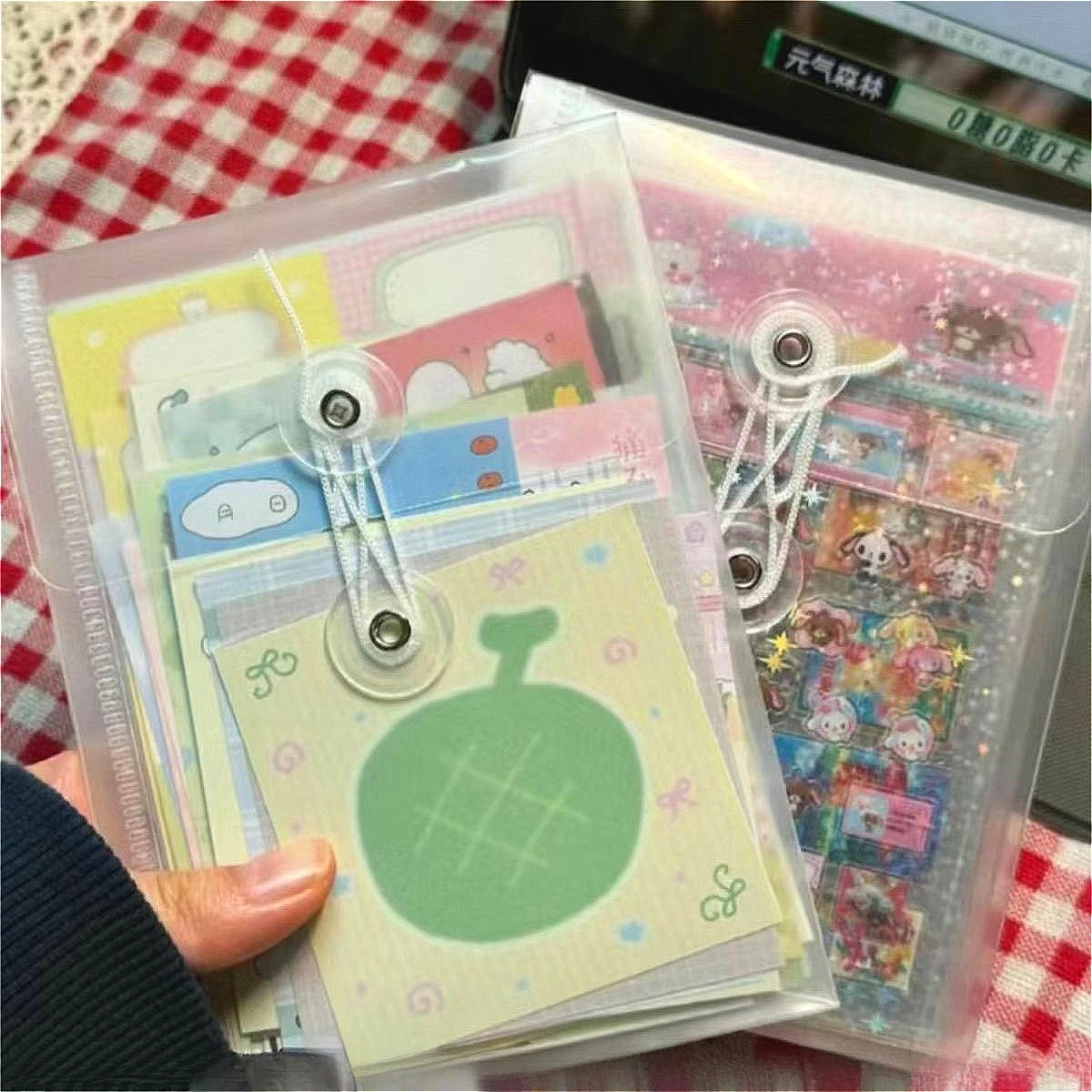 1/3/5pcs A6 Transparent File Folders Stickers Handbook Material Storage Bag Waterproof Photo Postcard Organizer Folders