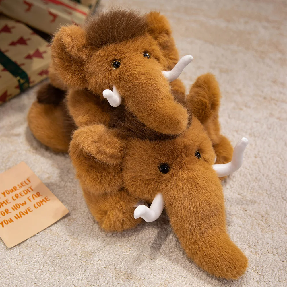 Venta al por mayor de juguete de peluche de mamut simulado de vida silvestre, muñecos de mamut de animales de peluche, peluche esponjoso, decoración del hogar, regalo para Navidad y cumpleaños
