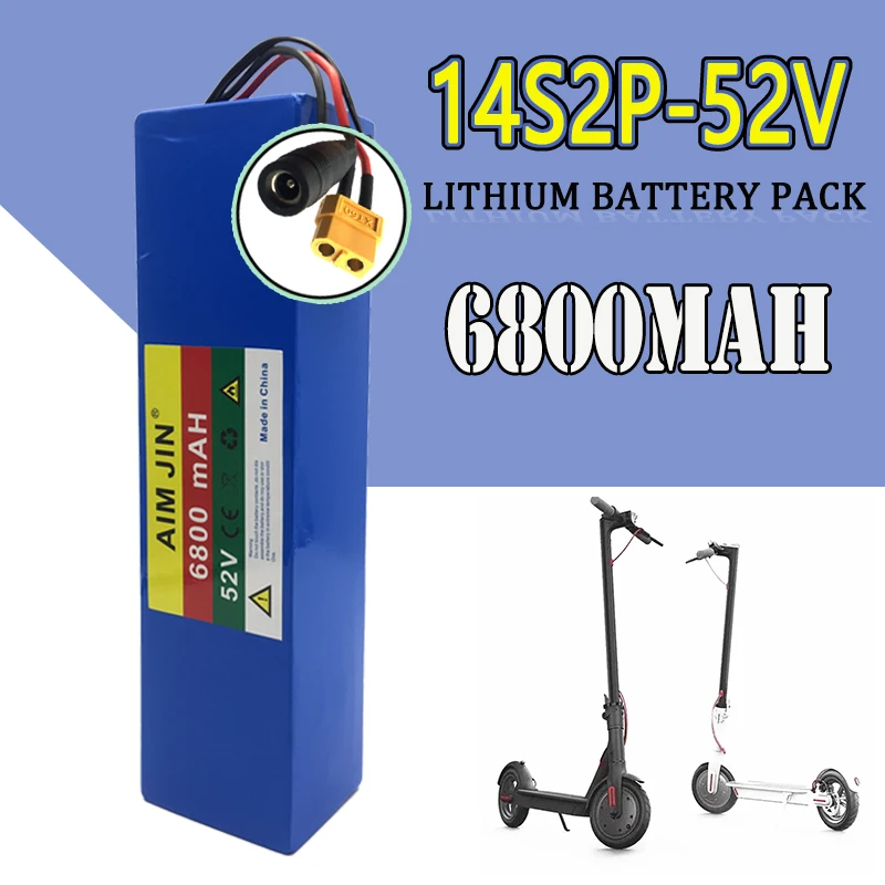 

52V 6800mAh Rechargeable Lithium Battery Pack 14S2P 6.8Ah Built-in BMS Li-Ion Battery