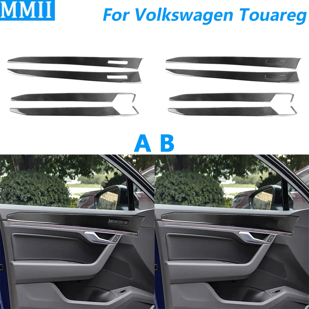 

Для Volkswagen Touareg 2019-2026: накладки на внутренние дверные панели (передние и задние) из карбона, аксессуары для автомобиля, декоративные наклейки для интерьера