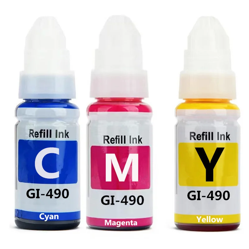 GI-490 GI490 GI 490 قسط متوافق اللون المياه القائمة على زجاجة عبوة الحبر لطابعة كانون Pixma G3411 G2410 G2411