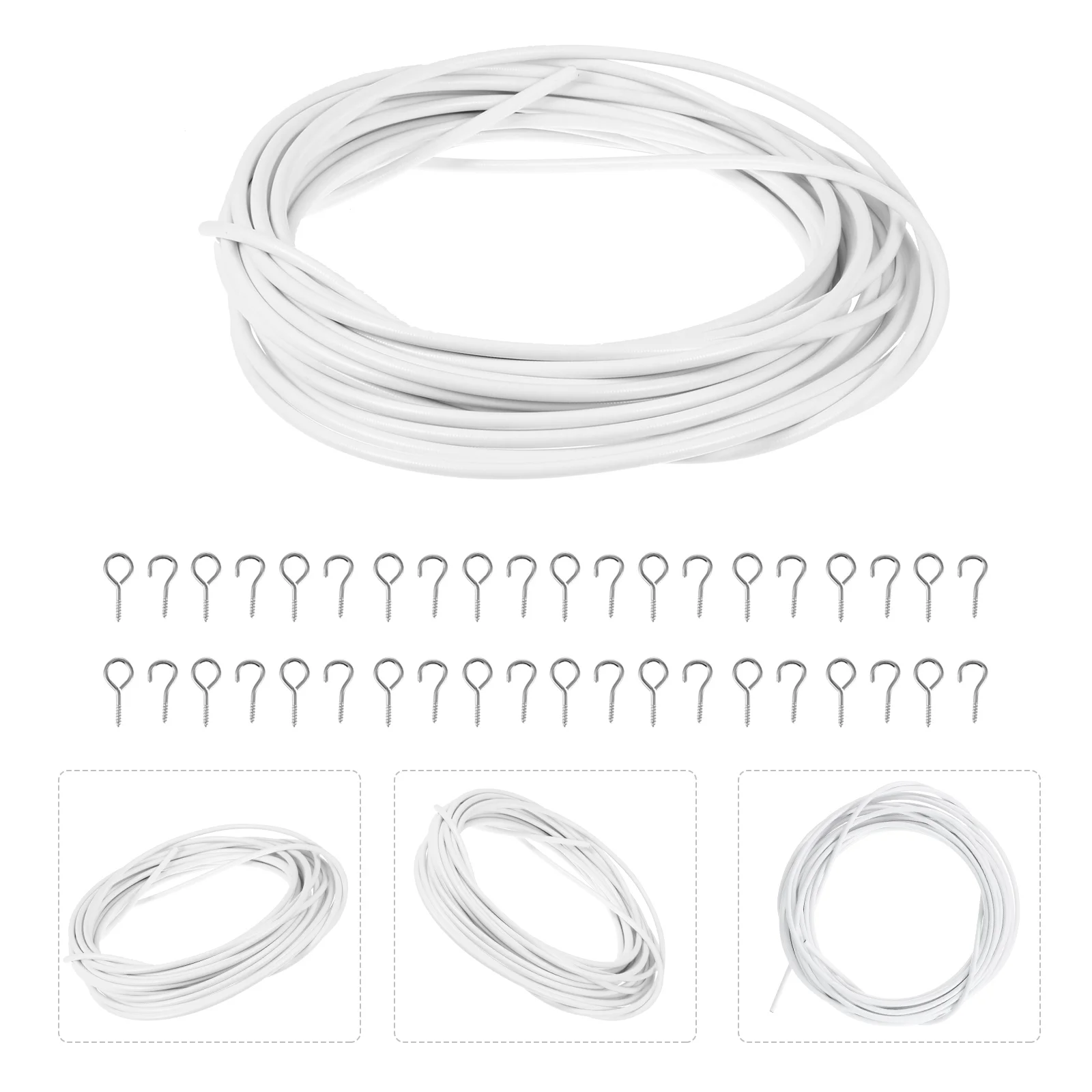

10 Meters Practical Curtain Cord Curtain Rope Curtain String with 20pcs Hooks