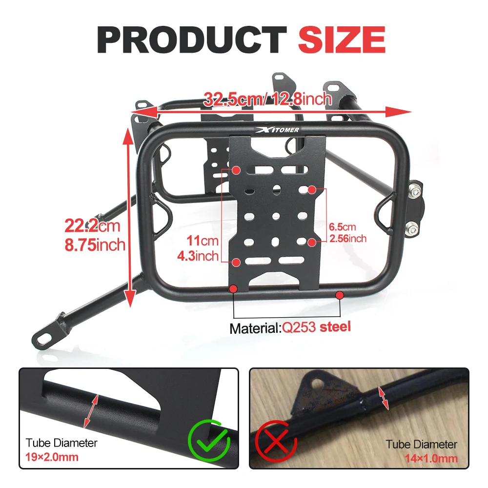 Motorcycle Side Panniers Saddle Bag Support Bars Mount Brackets Top Case Box Rack DL650 V-storm 650 / 650XT 2017-2025 For Suzuki