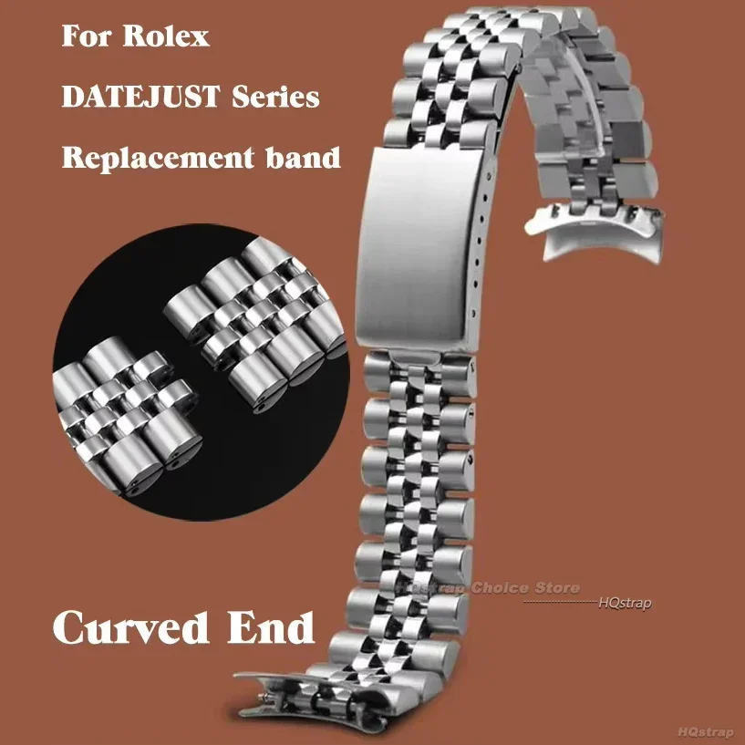 18 19 20 21 22mm Curved End Metal Strap for Rolex DATEJUST Watchbands Solid Stainless Steel Band Men Bracelet Business Bands