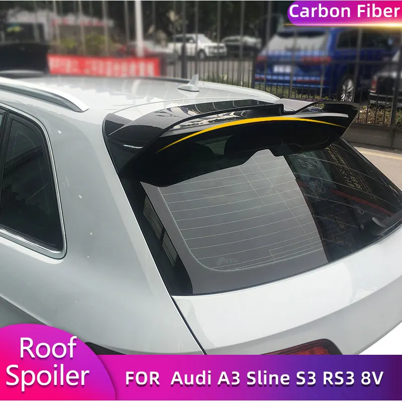

for Audi A3 Sline S3 RS3 8V Hatchback 4 Door 2014-2018 Carbon Fiber Car Rear Roof Spoiler Wings Not 2 Door Roof Wing Spoiler FRP