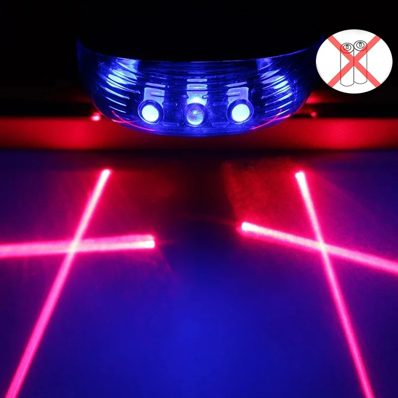 Bicycle Laser Taillight Waterproof Mountain Bike 2 Parallel Line Laser Taillight Starry Sky Safety Warning Taillight Lasers 5LED