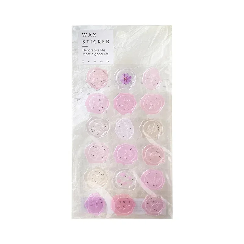 Journamm 18pcs/pack PVC Glue Droping Fire Lacquer Stickers DIY Scrapbooking Decor Envelope Creative Waterproof Flower Stickers