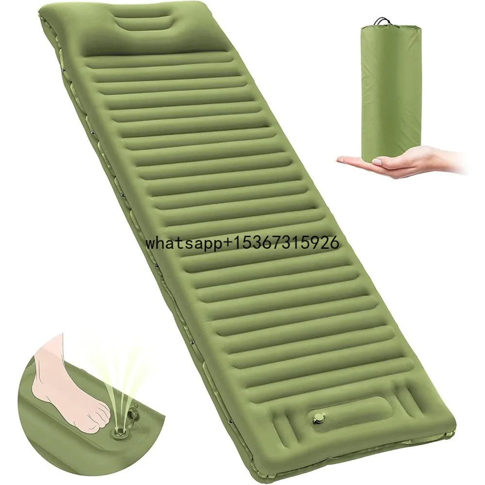 

Sleeping Pad for Camping, Self Inflating Ultralight Sleeping Mat with Pillow Built-in Foot Pump Portable for Backpacking Hiking