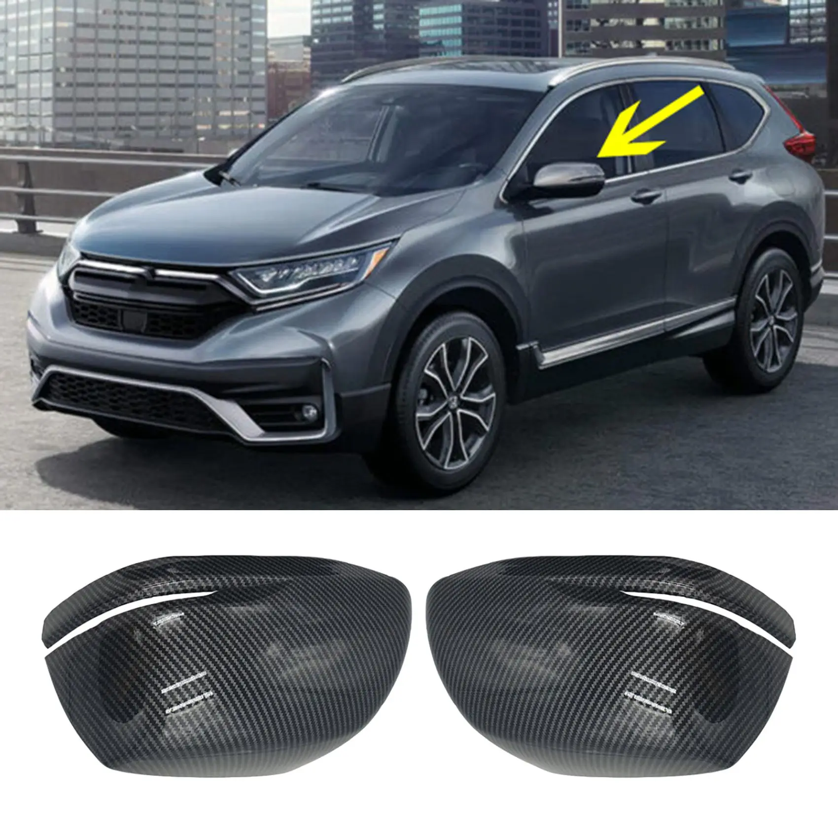 Car ABS Carbon Fibler Rearview Side Mirror Cover Trim for Honda CRV CR-V 2021