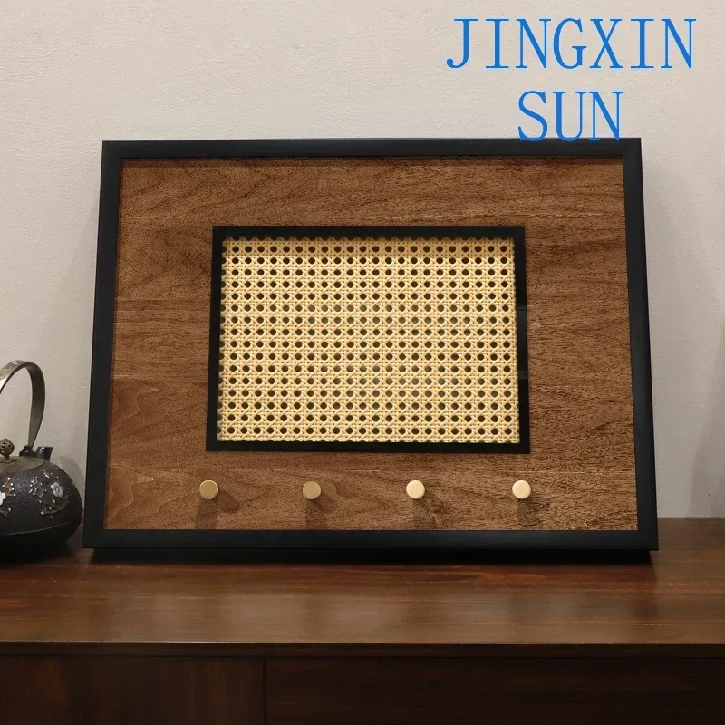 Medieval rattan meter box decorative with hook distribution box shielding2024 new switch box hanging painting
