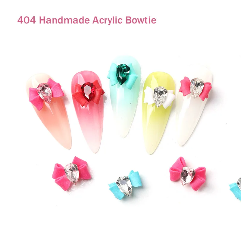 

-Handmade Acrylic Bow- Manual Charms Handwork Diamonds Adorn Bowknot Jewellery Nail Gel Tip Acrylic Decorations by Hand 404Nails