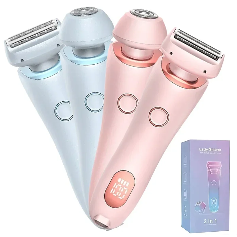 

Электрические бритвы для женщин 2 в 1, триммер для бикини, бритвы для лица, удаление волос подмышек, ног, женский триммер для тела, IPX7, водонепроницаемый