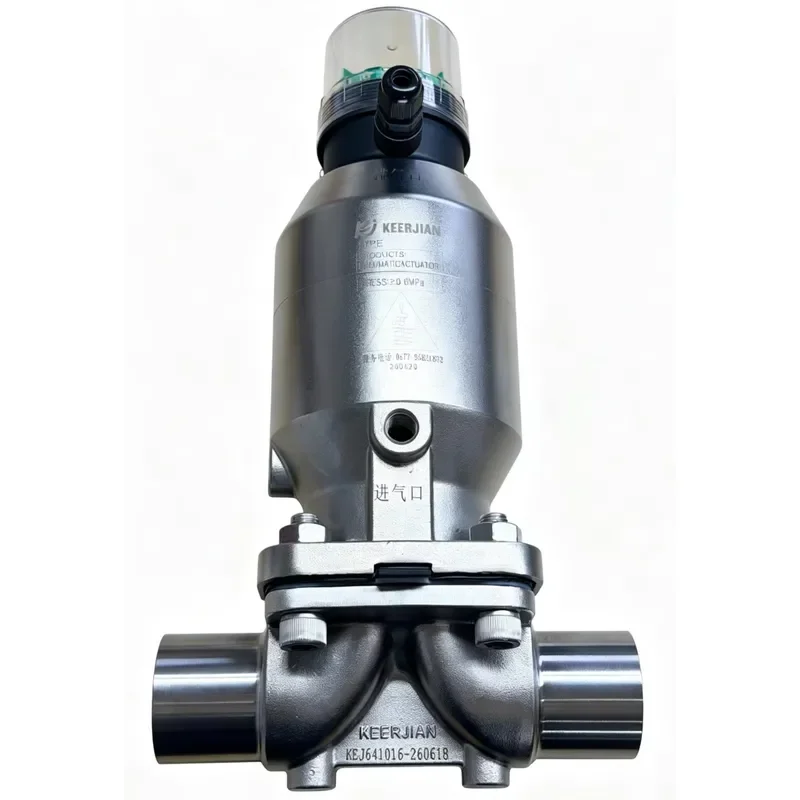 Sanitary SUS304 SUS316L Pneumatic T-Type 3 Way Diaphragm Valve Tri-Clamp Quick Install, Mirror Polished, CIP SIP for Food