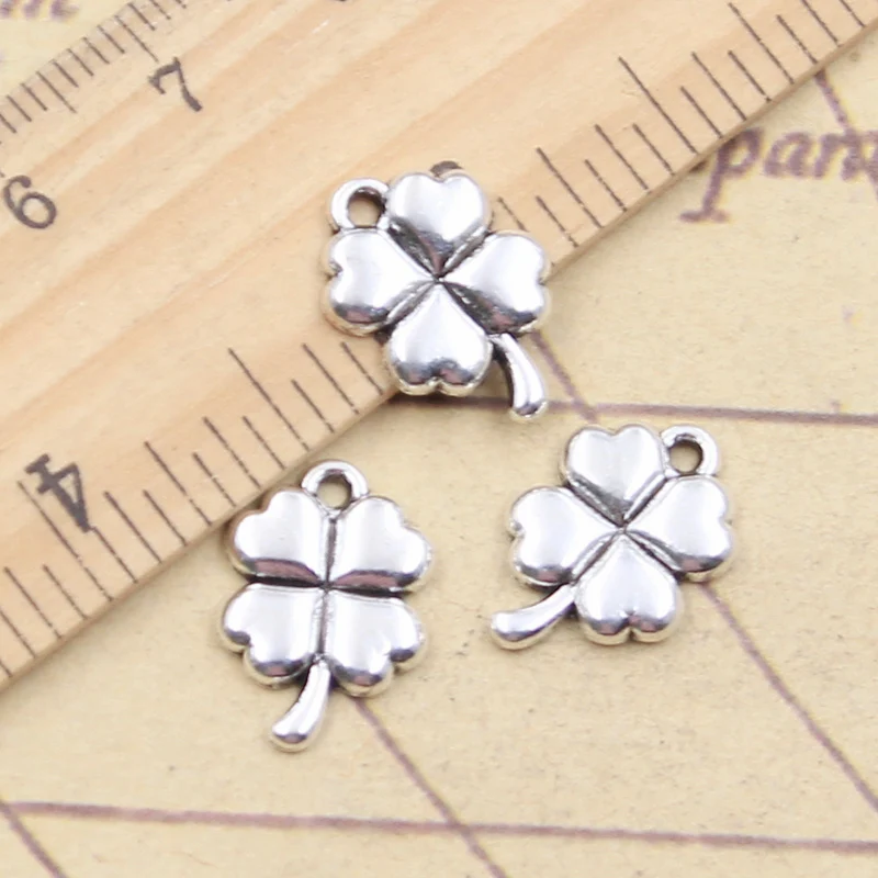 30 szt. Zawieszki koniczyna na szczęście Irish czterolistne 15x11mm tybetańskie srebrne wisiorki antyczna biżuteria robienia rękodzieła ręcznie robionych rękodzieła