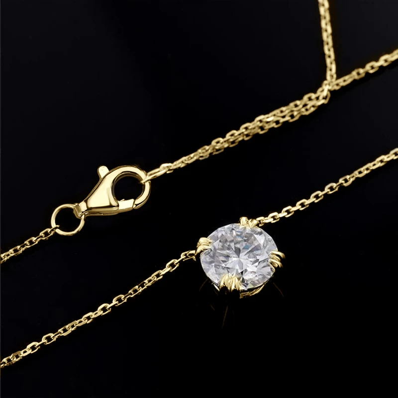 Ehhai 1-2CT Round Cut Moissanite Eight Claws Solitaire Pendant Necklace Chain for Women 14K Gold Filled Jewelry Wedding Gifts