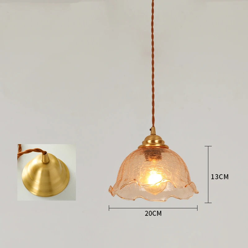 IWHD New Cracked Glass LED Pendant Lights Fixtures Bedroom Dinning Living Room Bar Coffee Copper Wooden Nordic Hanging Lamp