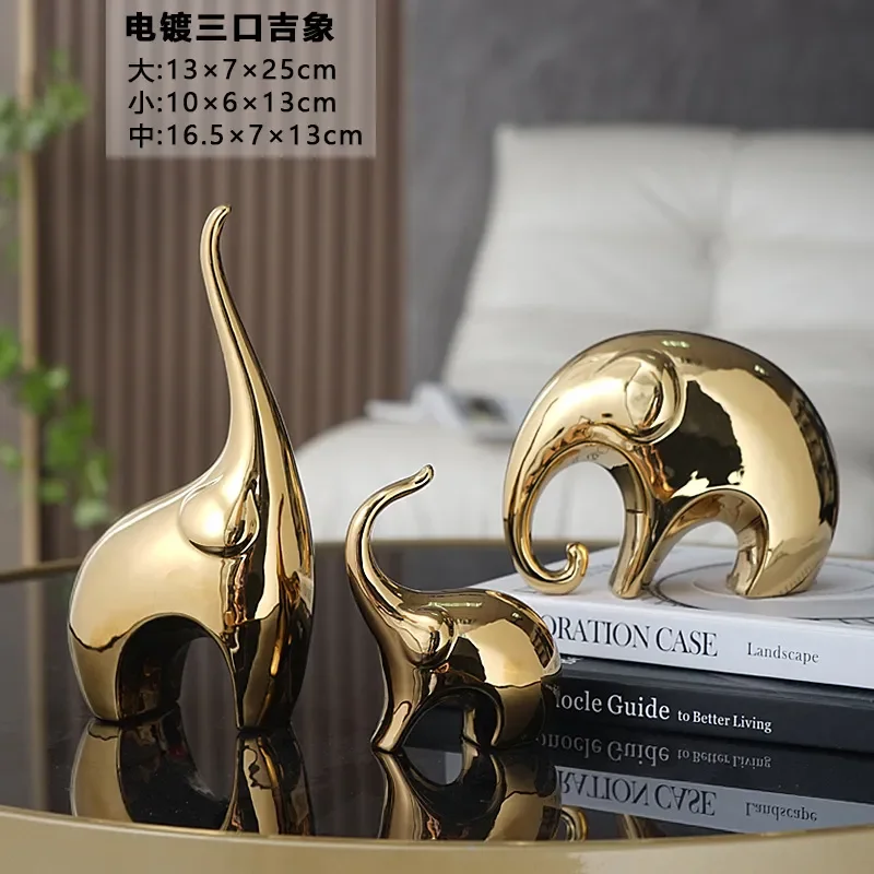 Light Luxury Electroplated Silver Elephant TV Cabinet Decoration Ornaments Home Furnishings Handicrafts Living Room Wine Cabinet