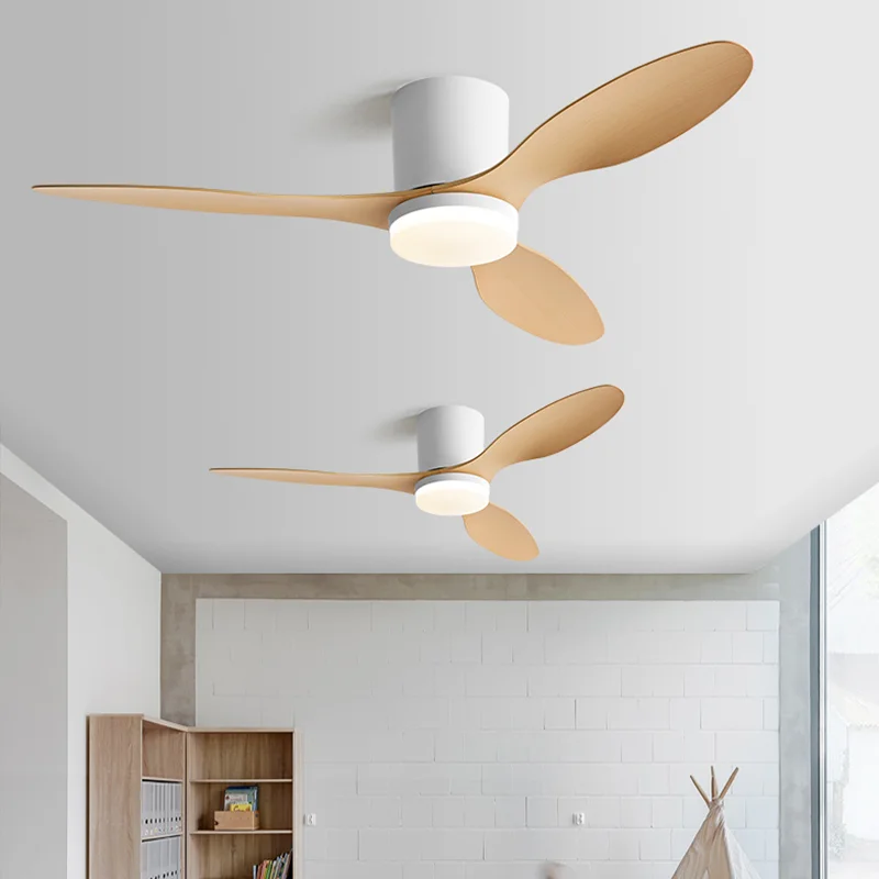 25 42 52 Inch 3 Blades Low Floor DC Motor Ceiling Fan with Light and Remote Control for Coffee Shop Home Hotel Office